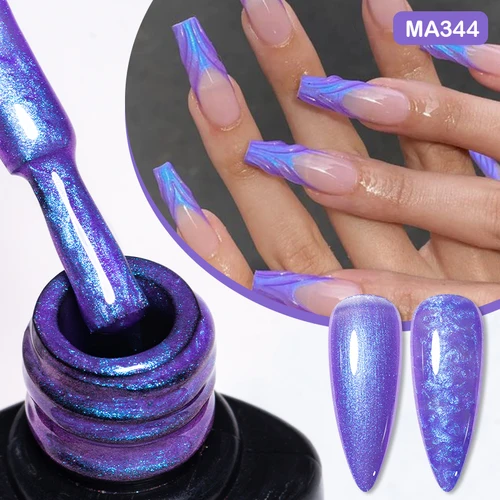 Imagen 2 del producto MEET ACROSS-esmalte de uñas de Gel con Base de goma, carcasa de hilo de 7ml, 2 en 1, conchas nacaradas de Aurora, barniz de Gel UV LED para decoración de uñas