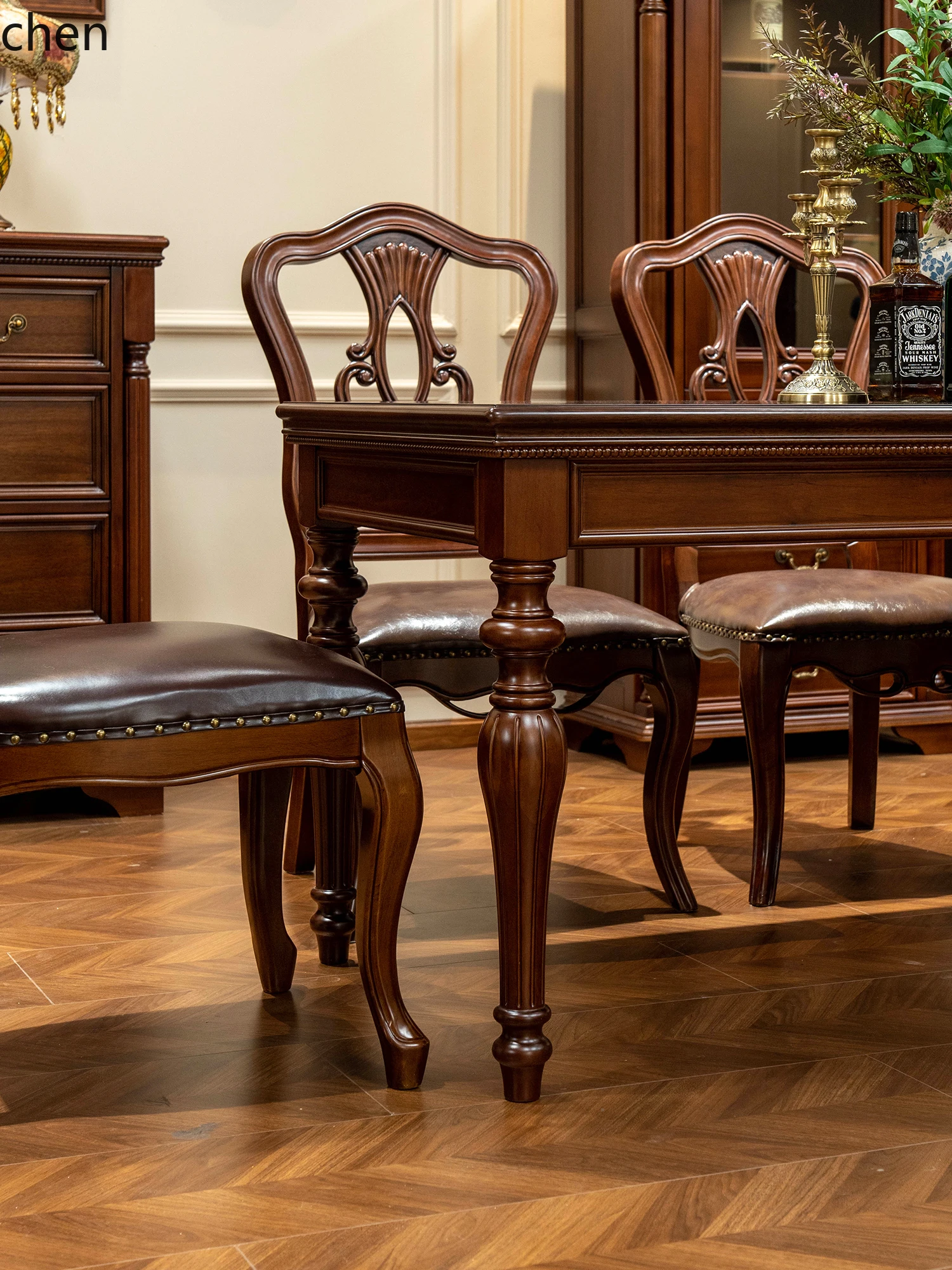 HXL Dining Table Solid Wood Household Square Table Restaurant Rectangular Dining Table and Chair Set