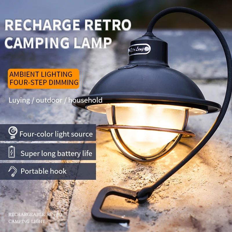 1000W Camping Lamp TYPE-C USB Rechargeable Searchlight Emergency Tent Lantern White/Yellow Light Stepless Dimming 18650 Flashlig