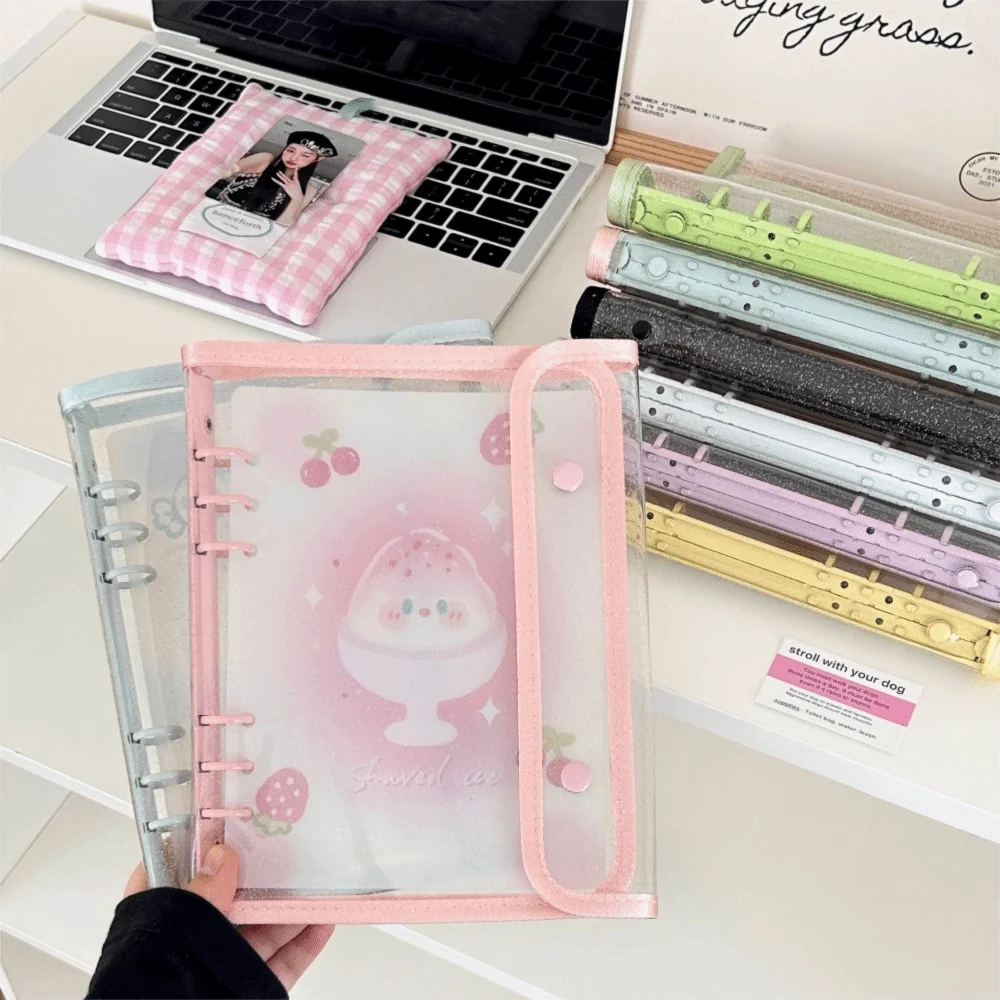 Practical A5 Loose Leaf Binder Double-Buckle Cover Soft Shell Card Organizer Holder PVC DIY Collect Book for Idol Cards
