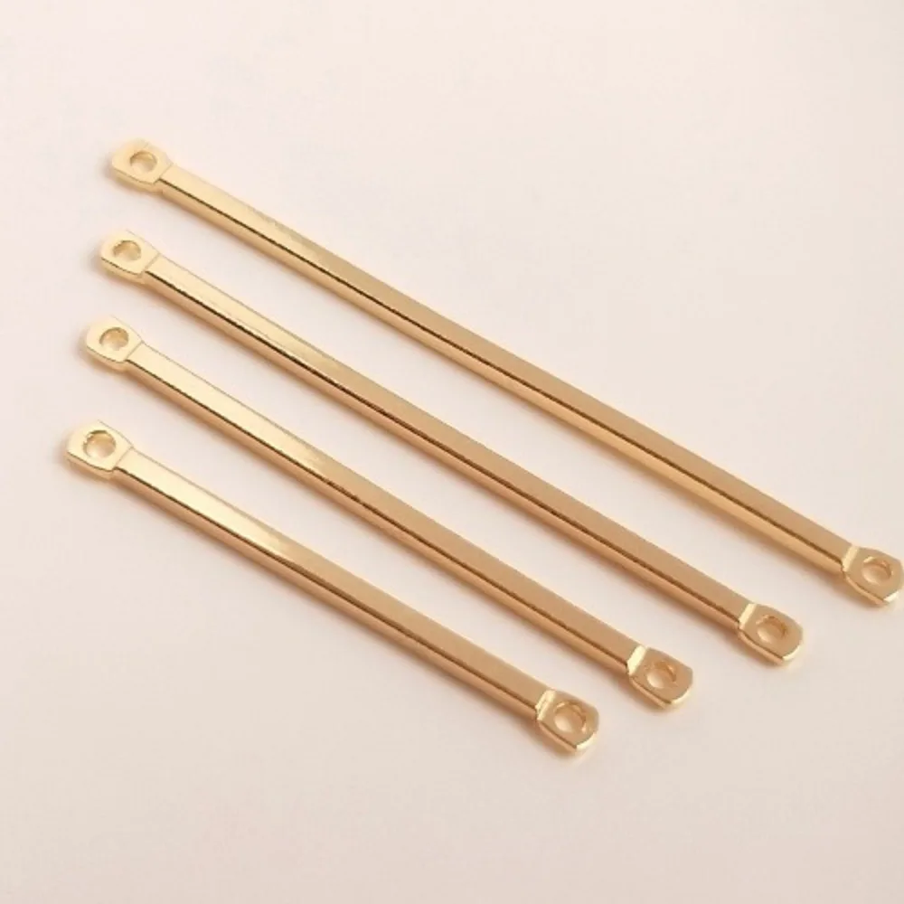 14K الذهب اللون الملحقات ثقب مزدوج ربط قضيب طويل أنبوب مربع مزدوج معلق DIY بها بنفسك اليدوية عصا الأذن مجوهرات المواد