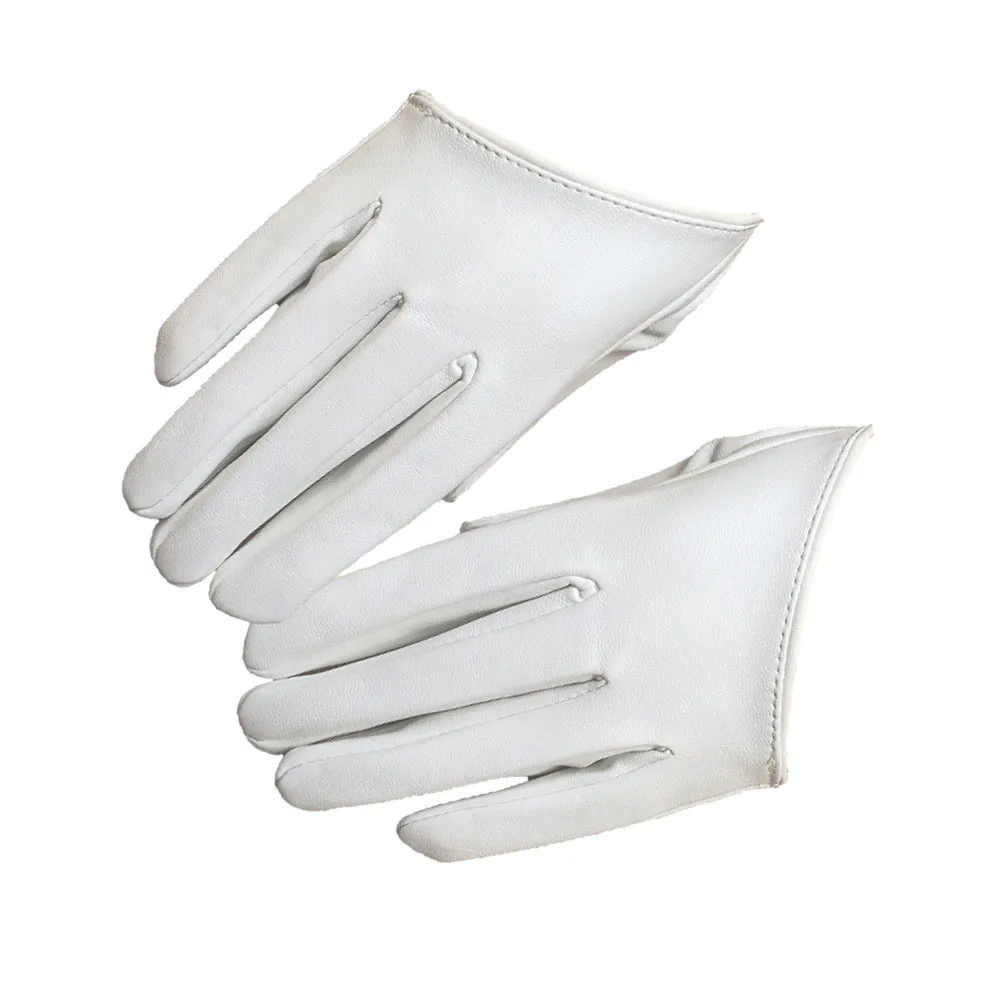 여성용 PU 장갑 흰색 풀 핑거 웨딩 연회 무대 공연 우아한 파티 의상 반손가락 장갑