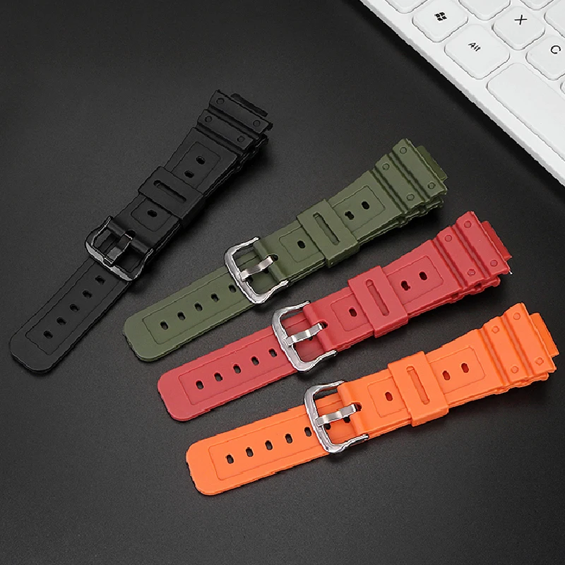 สายนาฬิกาข้อมือซิลิโคนเรซินสำหรับ Casio ขนาดเล็กนาฬิกาสีดำ DW-5600 DW5610 GW-B5600 GW-5000 GA2100ยางสายนาฬิกา16มม.