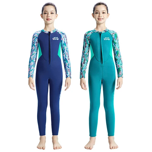 Imagen 2 del producto Trajes de neopreno térmicos de 2,5 MM para niños y niñas, trajes de baño de buceo de cuerpo completo para niños, traje de baño para Surf, protector solar, ropa para mantener el calor