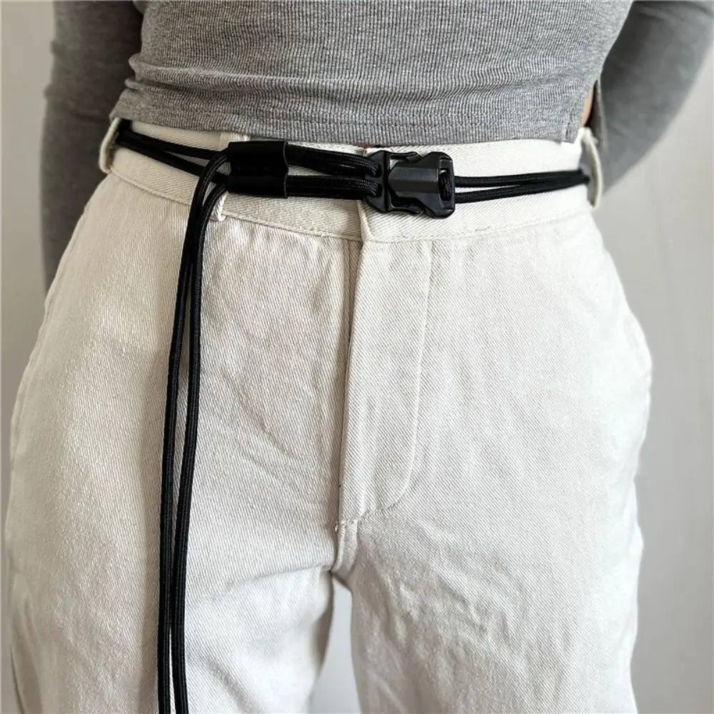 Fashion Quick Release Snap Buckle Double Rope Belt Luxury Design Versatile Braided Rope Belt Student Jeans Pants Belt