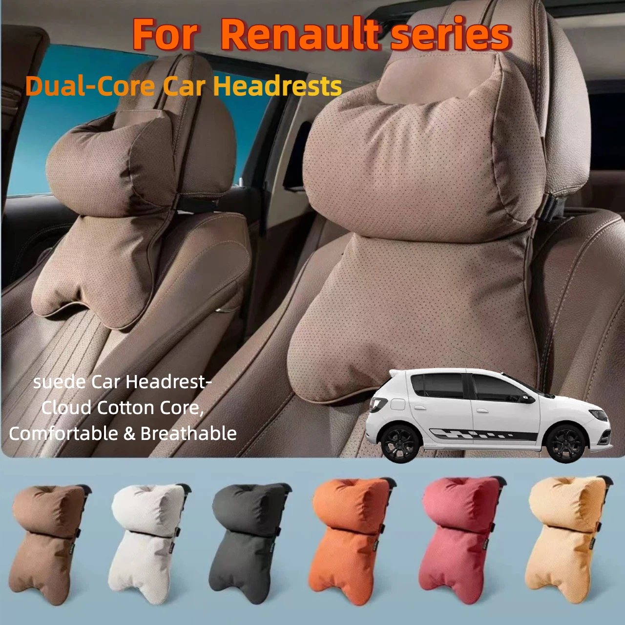 Dual-Layer Breathable Car Headrest For for Renault Koleos, Kadjar,City K-Ze Double Layer Neck Shoulder Support 4 Seasons Univers