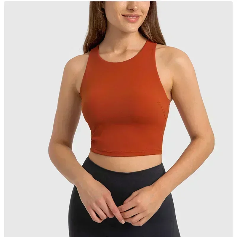 Lemon Wunder Train Racerback Tank Top Yoga Sports Vest With Chest Pad Running Fitness Underwear Bra Elastic Sleeveless Shirt