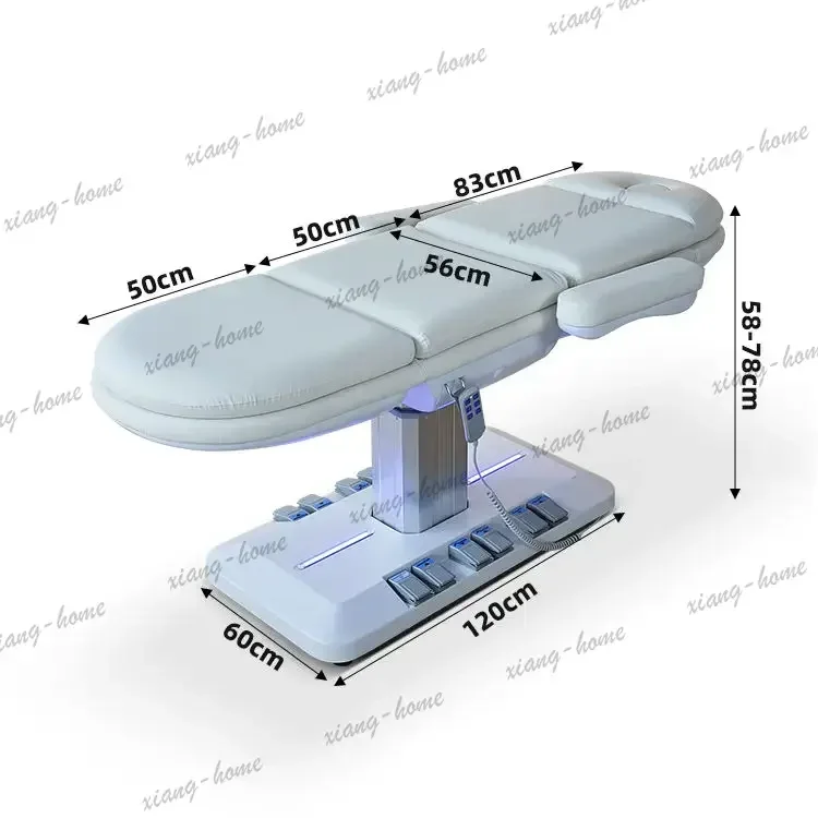 LSElectric Height Adjustable Facial Treatment Bed With Heated Memory Foam Cushion And Stainless Steel Base For Spa Salon Use