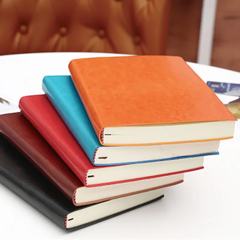 Soft Cover A5 B5 Notebook 5 Colors Large Business Diary Leather Soft Copy Journal School Office Meeting Record Notepad Handbook