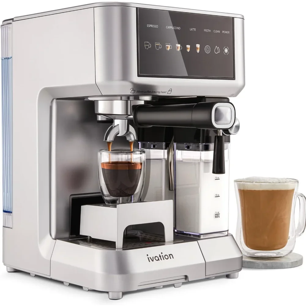 

recommend.58mm | Coffee Machine for Home |Espresso & Cappuccino Maker w/Milk Frother | Single