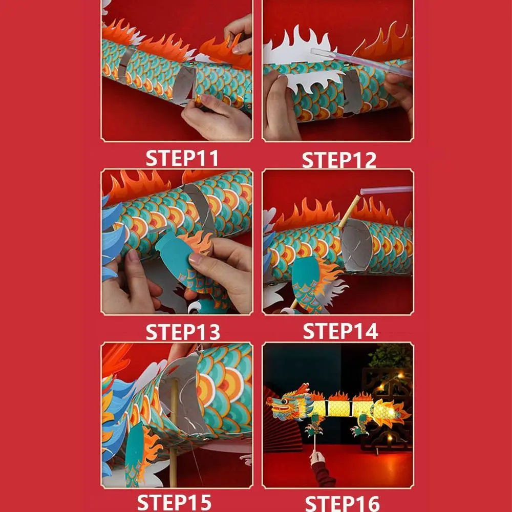 Craft Kit Mid Autumn Chinese Lantern Handmade Material Bag Dragon Lantern Dance Dragon Chinese Style Mid-Autumn Festival Lantern