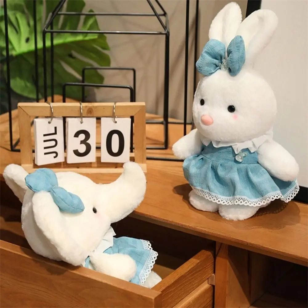

Wearing Bow Lace Dress Cartoon Rabbit Toys Pretty Sweet Stuffed Rabbit Doll Soft Cute Elephant Doll Home Decoration