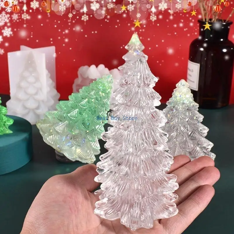 

U13D Epoxy Handmade Soap Mold Christmas Tree Mold for DIY Decoration Making Soap Melt Resin Polymer Clay
