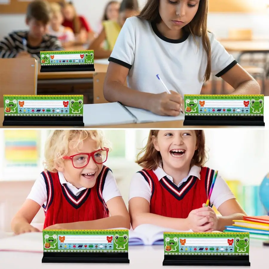 Porta targhette da 24 pezzi per scrivania Porta targhetta autoadesiva e rimovibile con portapenne Display targhetta con nome in plastica nera