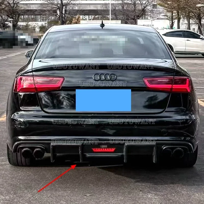 Carbon Fiber Rear Bumper Lip Spoiler Rear Diffuser Protector For Audi A6 C7 C7.5 Sedan Standard (Not For S-Line) 4Pintu 2012-18