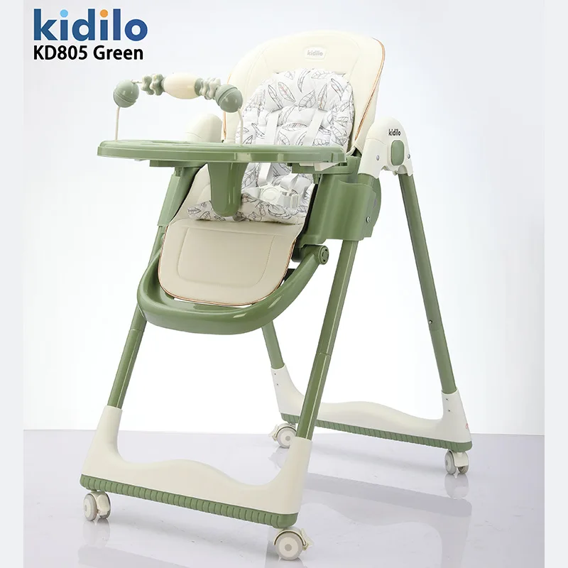 Silla de comedor para bebé Kidilo, silla de cuna para el hogar, portátil, multifuncional, plegable, se puede empujar para alimentar