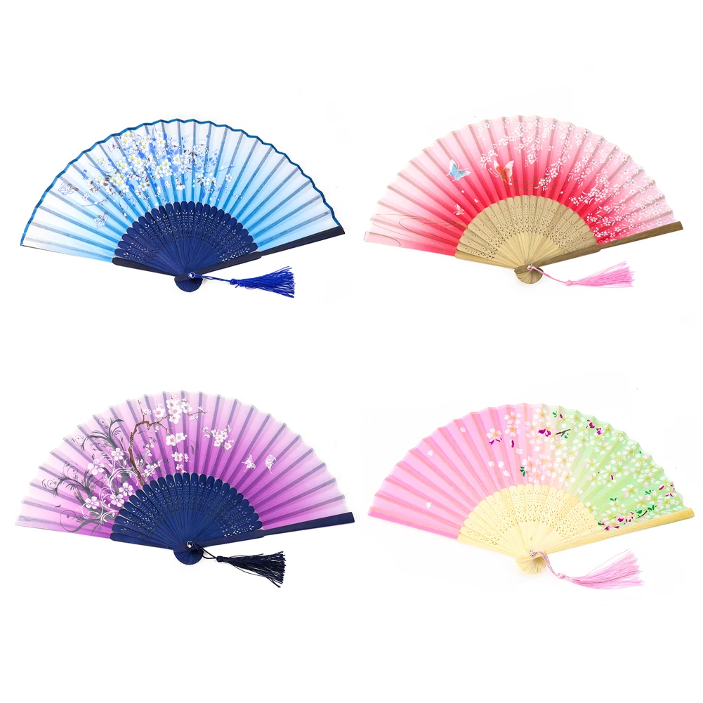 1PC Chinese Style Ancient Costume Folding Fan Cheongsam National Tide Hanfu Home Wall Hanging Decoration Stage Performance Props