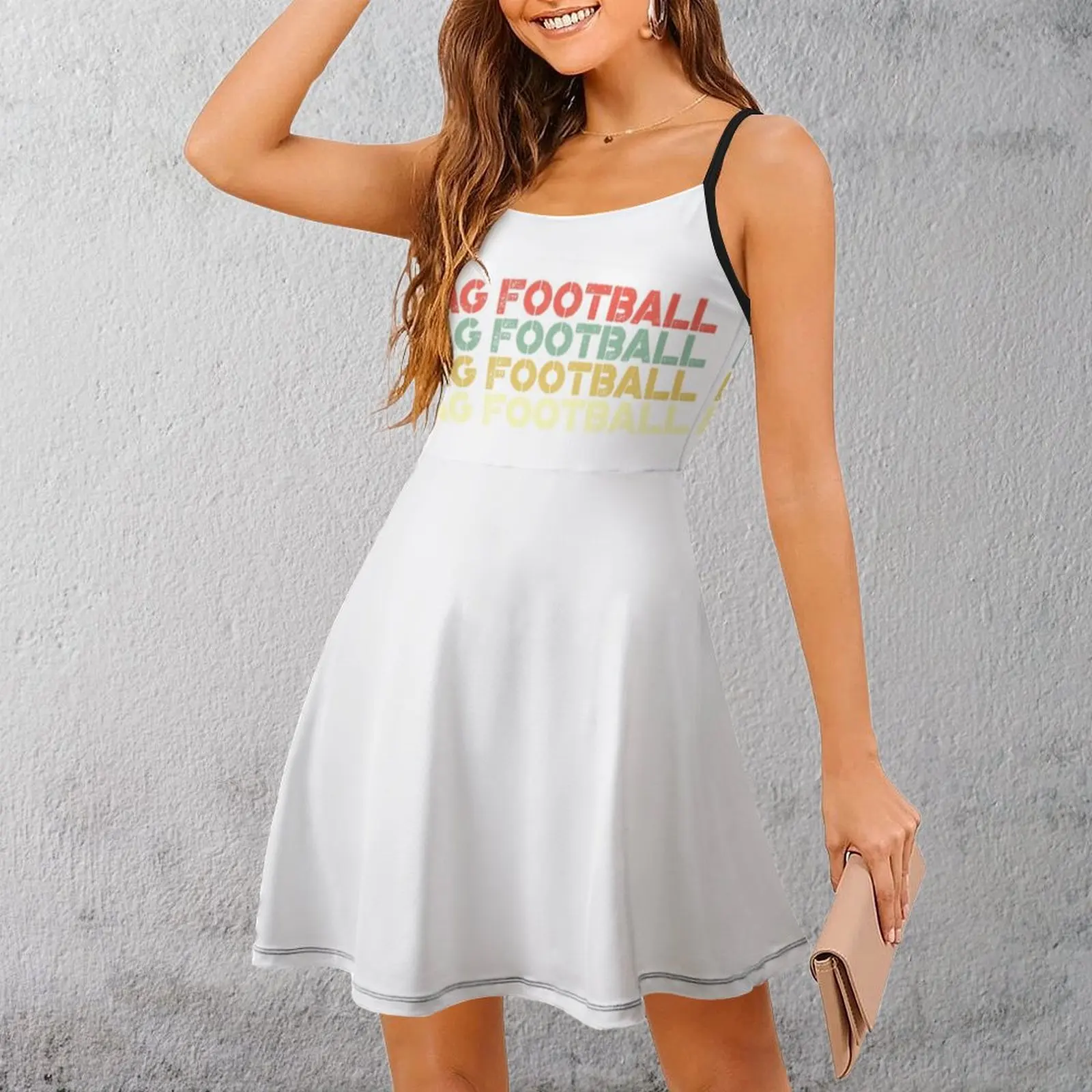 Sexy  Woman's Dress Dresses Vintage Flag Football   Retro Flag Football Women's Sling Dress Funny  Vacations Humor Graphic