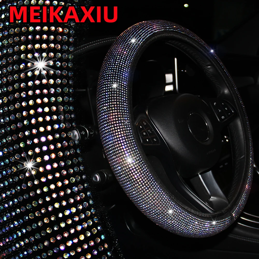 All-season dazzling steering wheel cover protection pad - anti-slip type - universal size automotive interior accessory