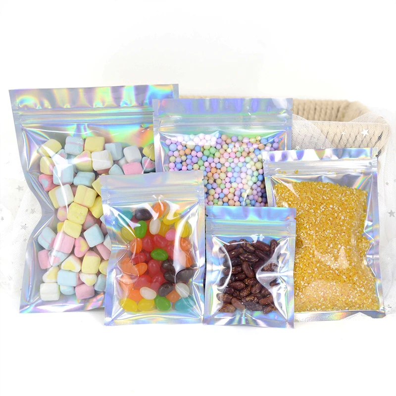 20/40Pcs Holographic Laser Bag Wedding Candy Gifts Self-Sealing Packaging Ziplock Bag Birthday Party Decor Jewelry Storage Pouch