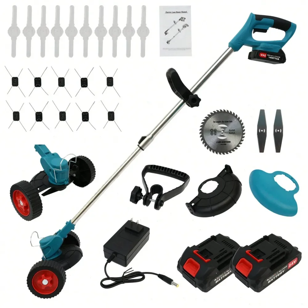 

Weeds Eater, 24V Cordless Weeds Wacker, Brush Cutter With 3 In 1 Grass Cutter String Trimmer Tool, 2Ah Rechargeable Battery Pow