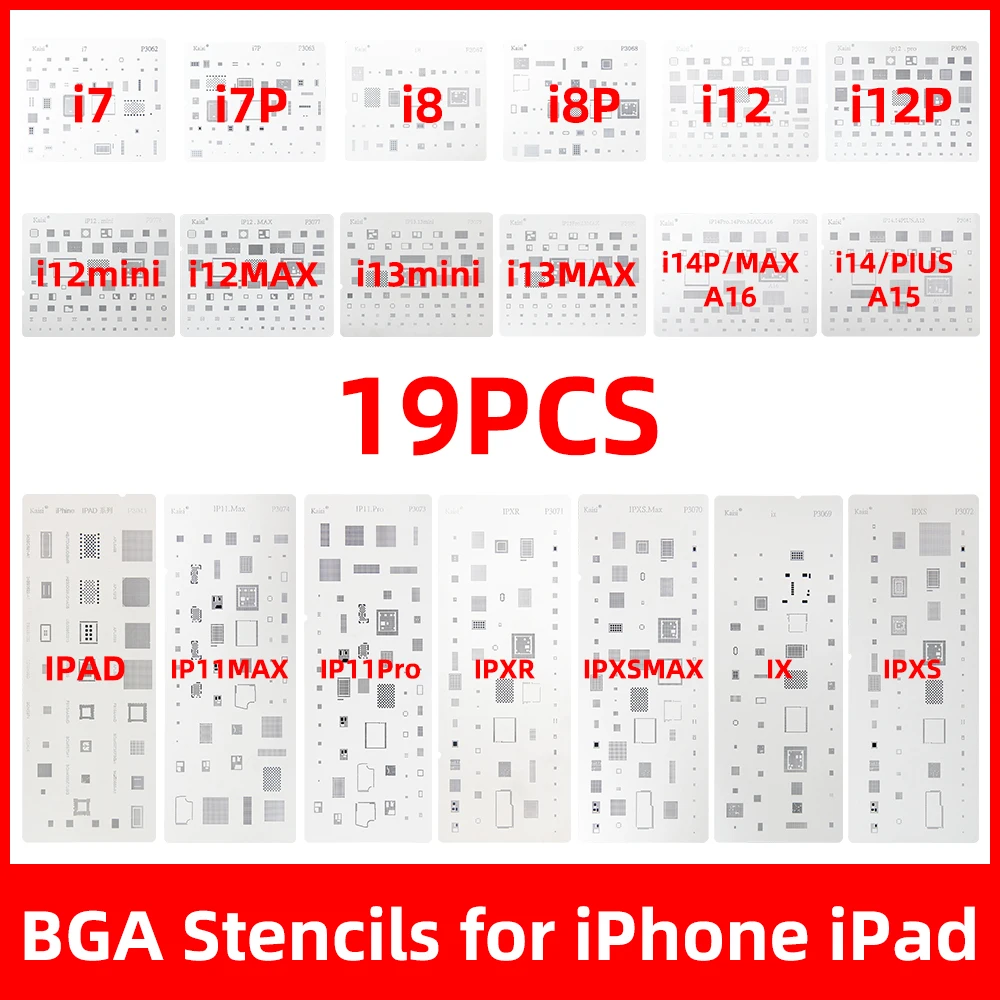 kits de estencil reballing bga conjunto completo chip ic para iphone 14pro max 14 plus 13 13pro 12 pro xs max xr 8p 6s ipad alta qualidade 01