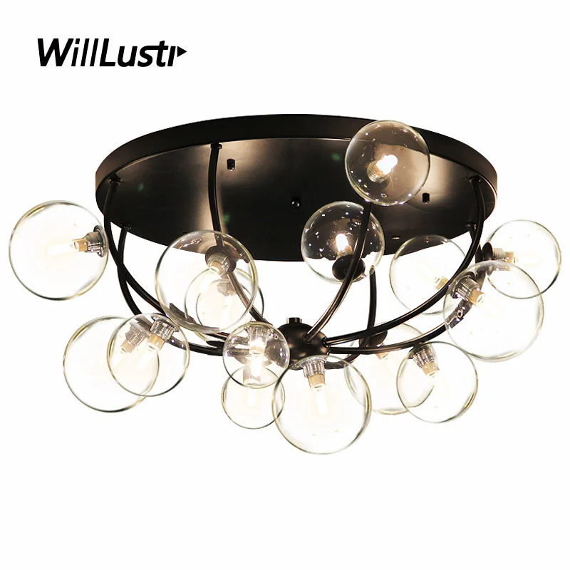 

Creative Octopus Ceiling Lamp Glass Bubble Iron Light Hotel Aisle Mall Living Dining Room Bedroom 16-Head G9 Minimalist Lighting