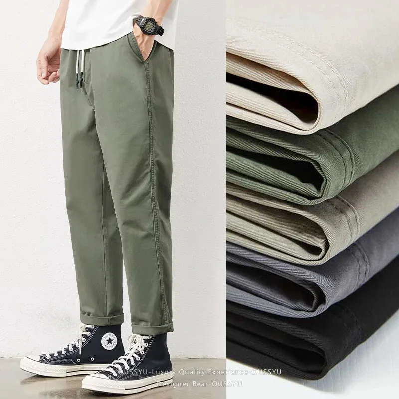 2026 2026 New Summer Men's Casual Pants 95%Cotton Breathable Solid Color Outing Outdoor Elastic Waist Chino Khaki Long Trousers Male - Aliexpress Deal
