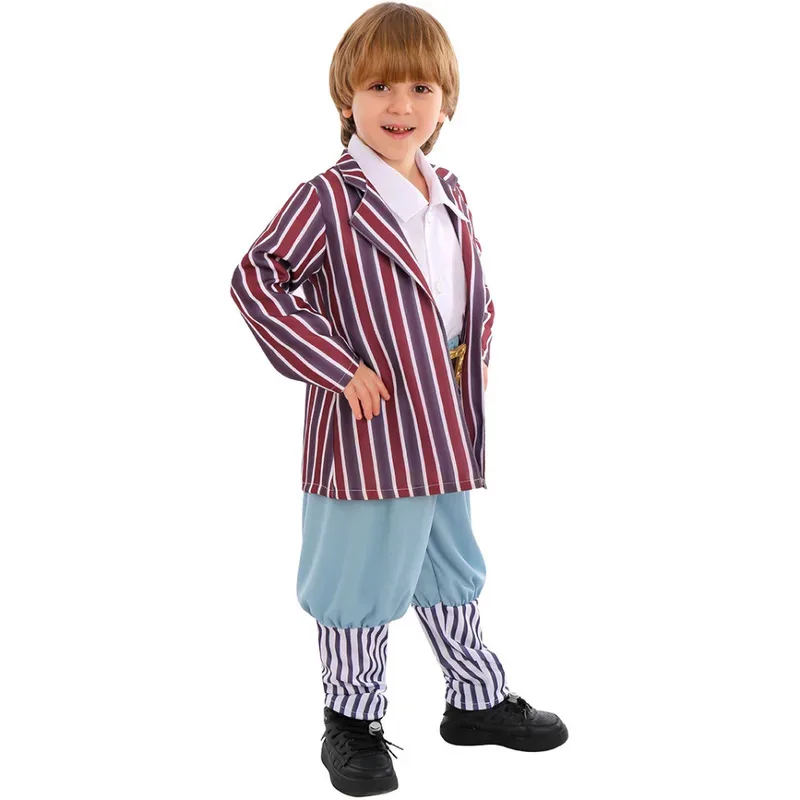 Movie Chocolate Factory Oompa Cosplay Costume Kids Coat Pants Belt Full Set Loompa Role Play Children Suit Halloween Party
