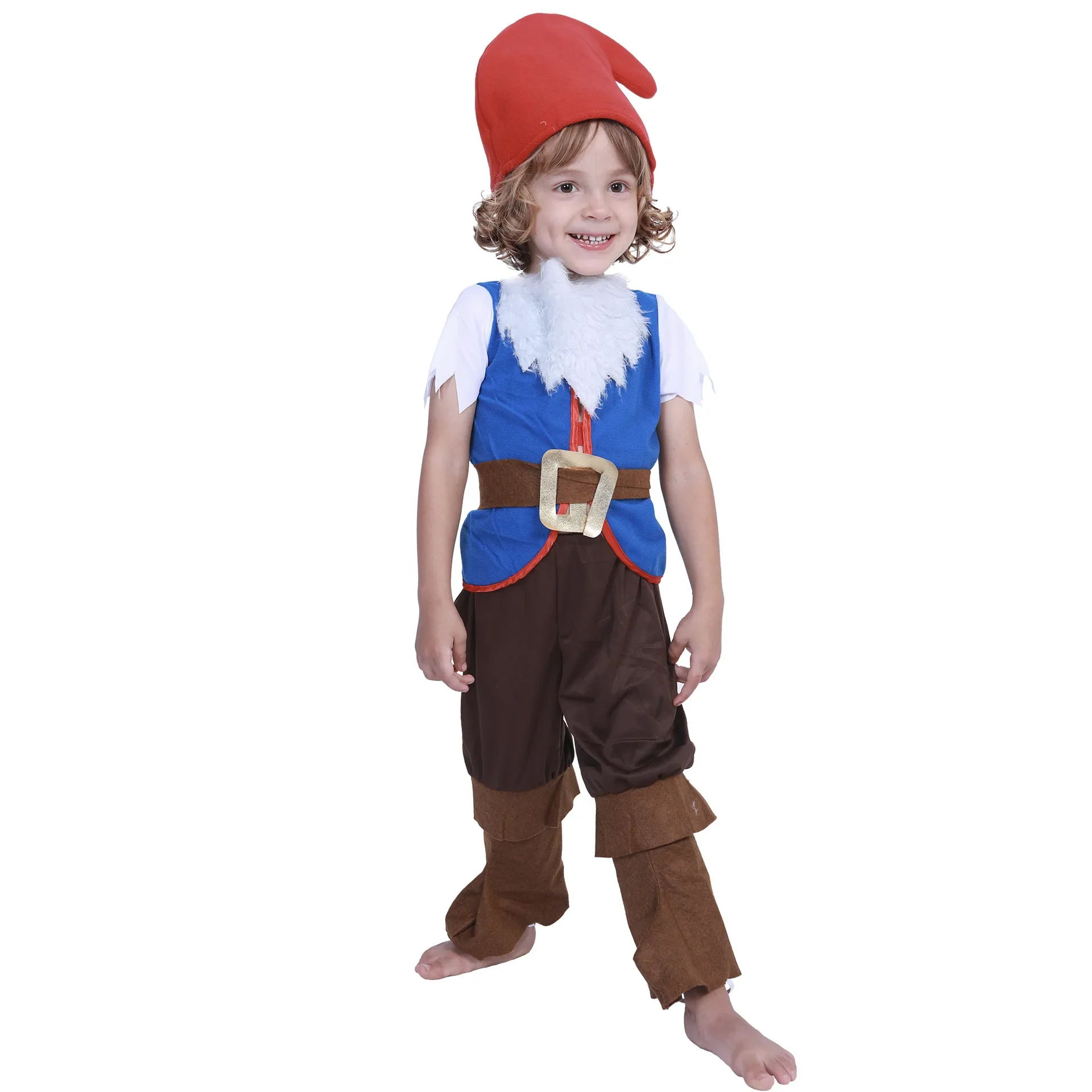 Halloween Costume Kids Boy Girl Dwarfs Elf Cosplay Shirt Pants Hat Fairy Tale Stage Performance Dress Up Suit Party Toddler Wear