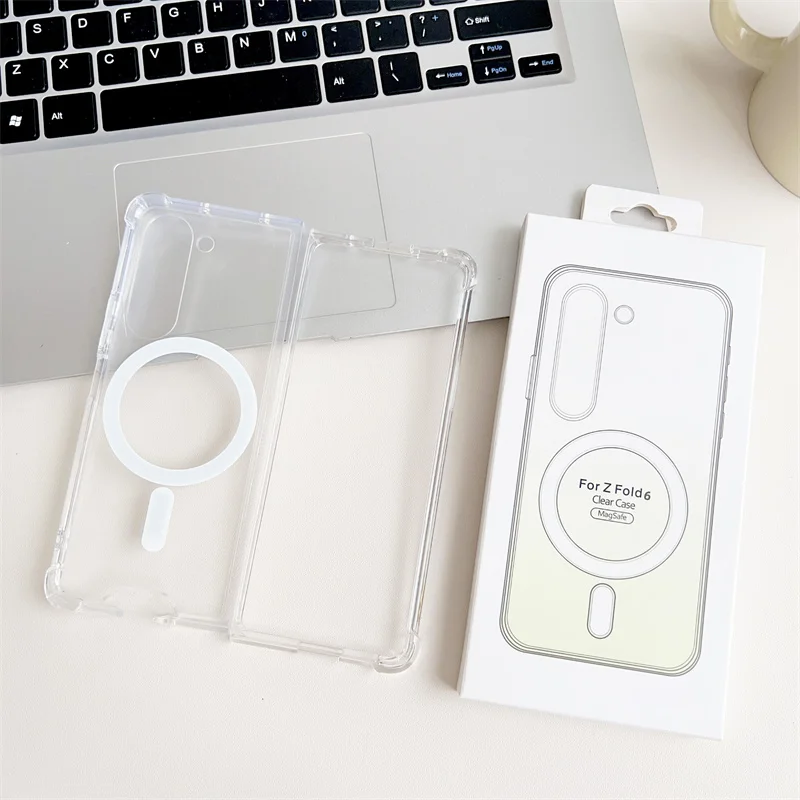 Magnetic Clear Phone  Case For Samsung Galaxy Z Fold 6 5 4 3 5G Z Flip 6 5 4 3 5G For Macsafe Wireless Charging Shockproof Cover