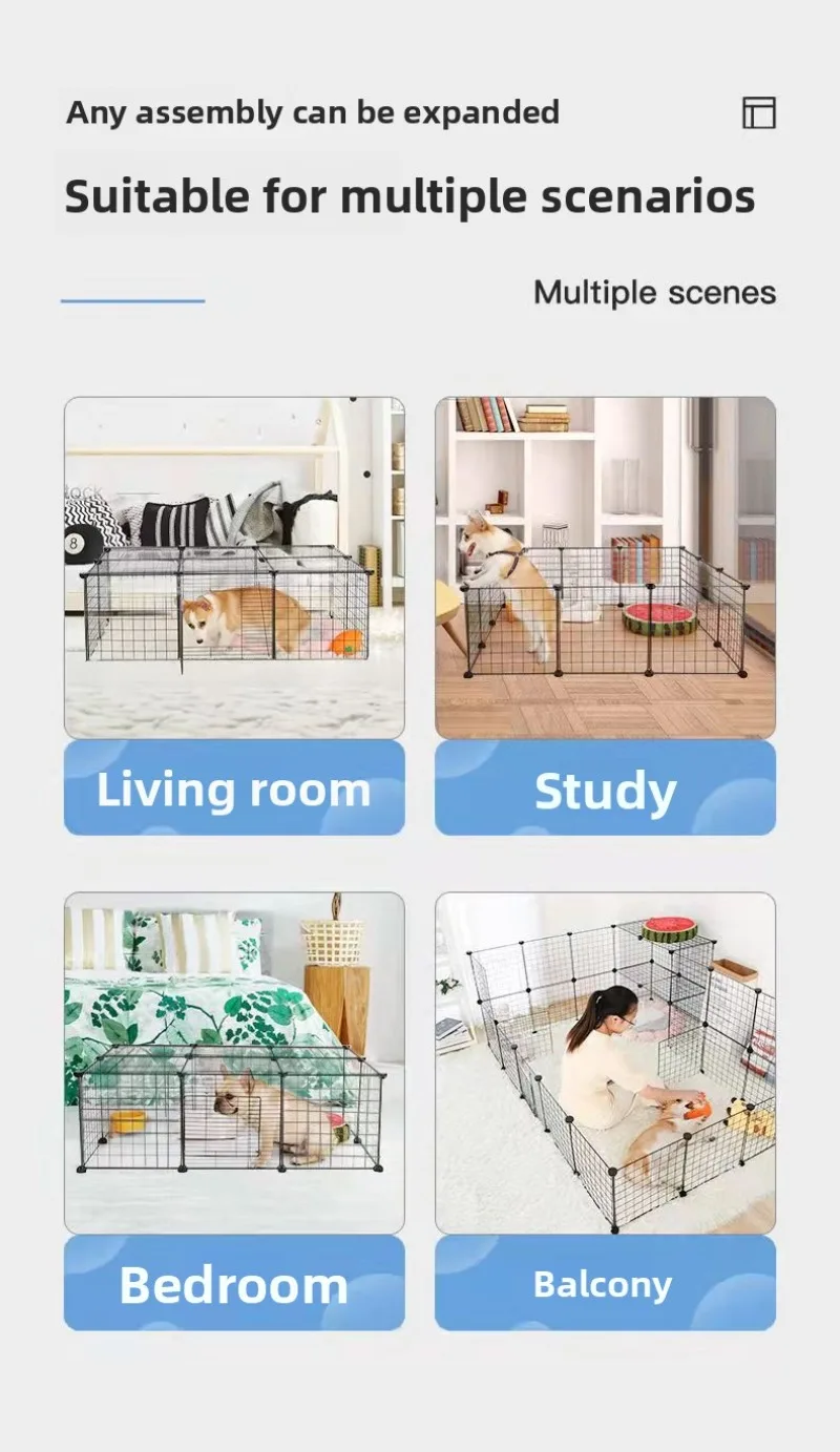 DIY-Haustierzaunplatten, einfache Drahtgeflechtplatten für Kaninchen, Katzen- und Hundekäfige, stapelbare, montierbare Zäune, multifunktionale Käfige – Detail 2