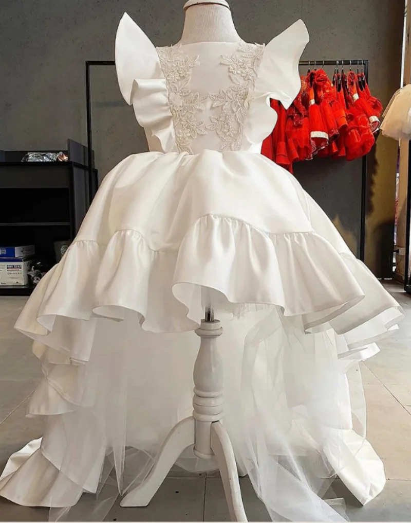 

Baby Girls Princess Gown New Design Hi-Low Puffy Birthday Party Tutu Gown Kids Evening Party Costume First Communion Dress