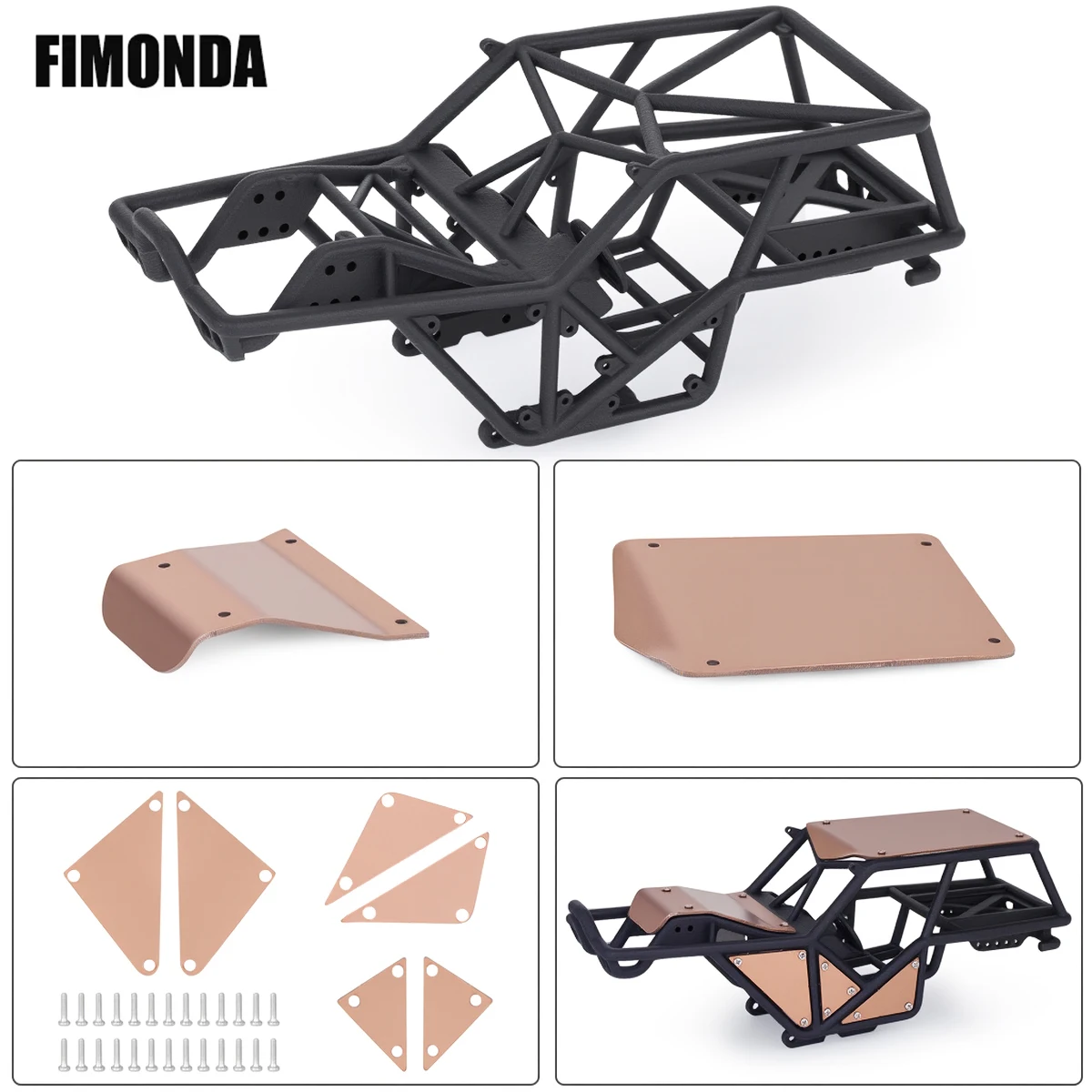 Nylon Roll Cage Body Shell Chassis Kit Stainless Steel Plates for 1/30 RC Crawler Axial SCX30 Upgrade Parts