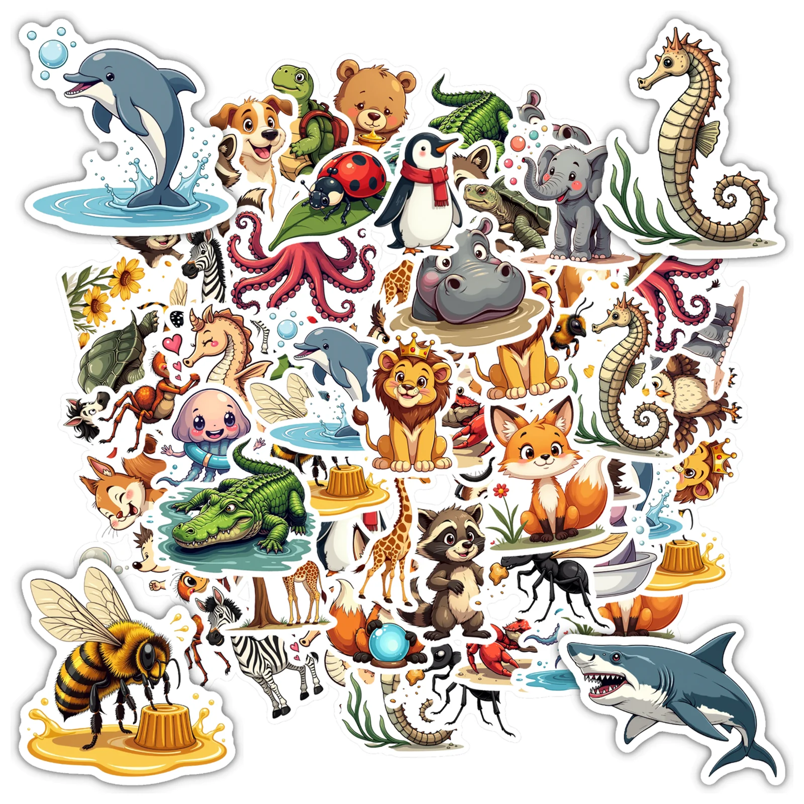 

35pcs-100pcs Decals animated Animal Stickers Decals Animal Stickers Cute Stickers for DIY Phone Laptop Scrapbook Bike Guitar