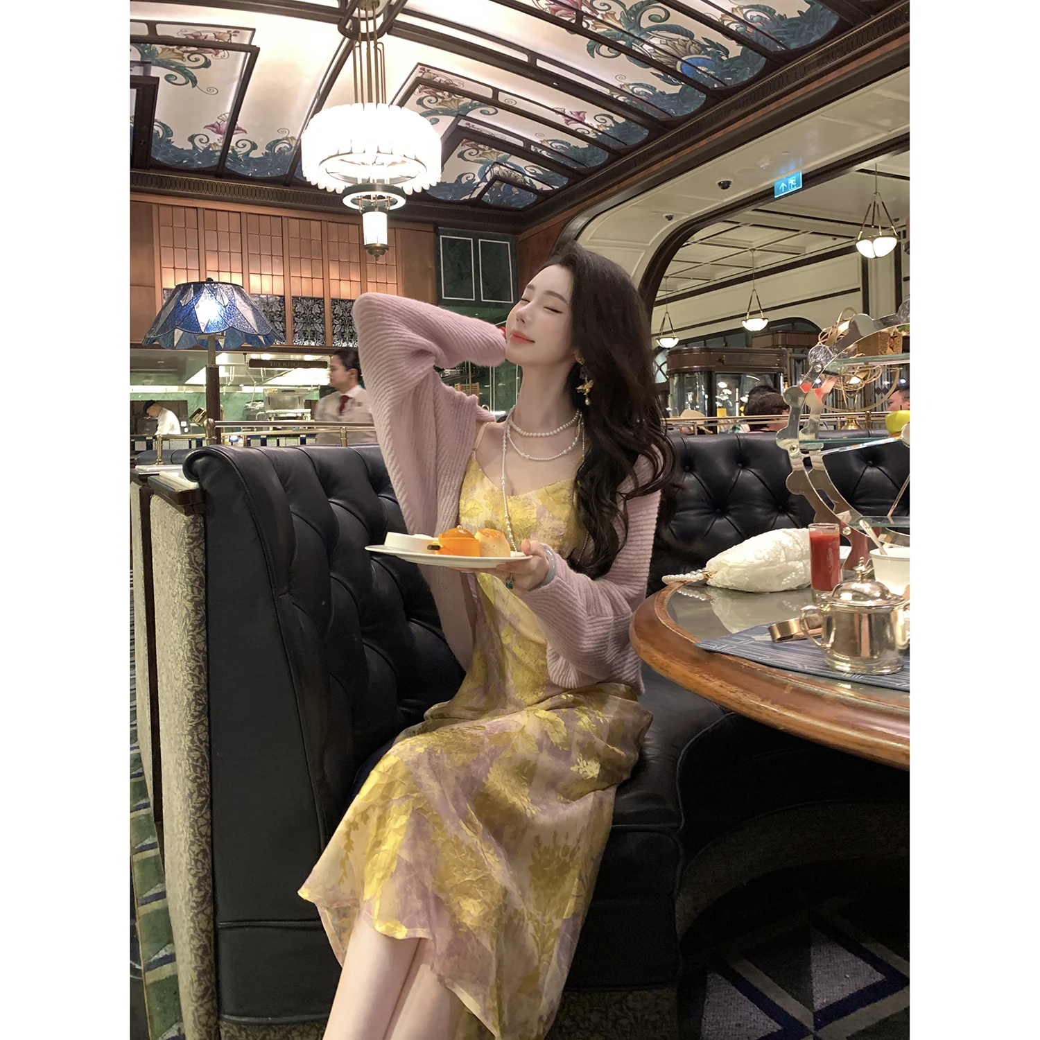 

Sy Muse Love Summer Autumn New Sle V-ne Retro Chinese Silk Burnout Strap Long Dr Women's Faion Gown Casual Wear