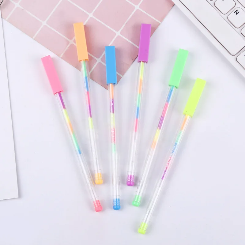 Pastel pen creative six-in-one highlighter DIY photo album color ink pen student painting pen