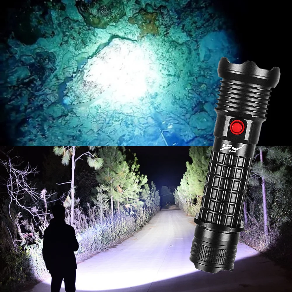 Professional Spearfishing Hunting Scuba XHP199 LED Dive Light 9900 Lumens Diving Flashlight 26650 Torch Underwater Flashlight