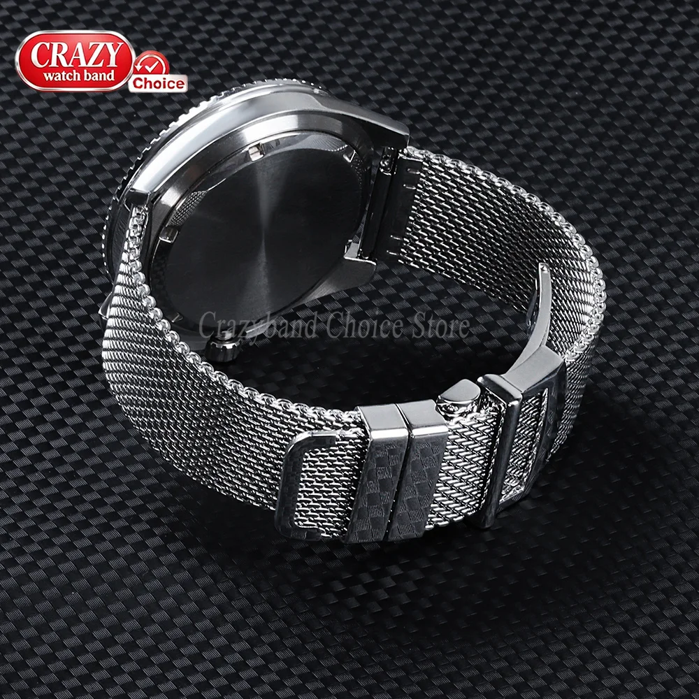 20mm 22mm Mesh Milanese Bracelet for Omega Seamaster 007 Stainless Steel Watch Band for IWC Pilot Strap Metals Folding Buckle view 3