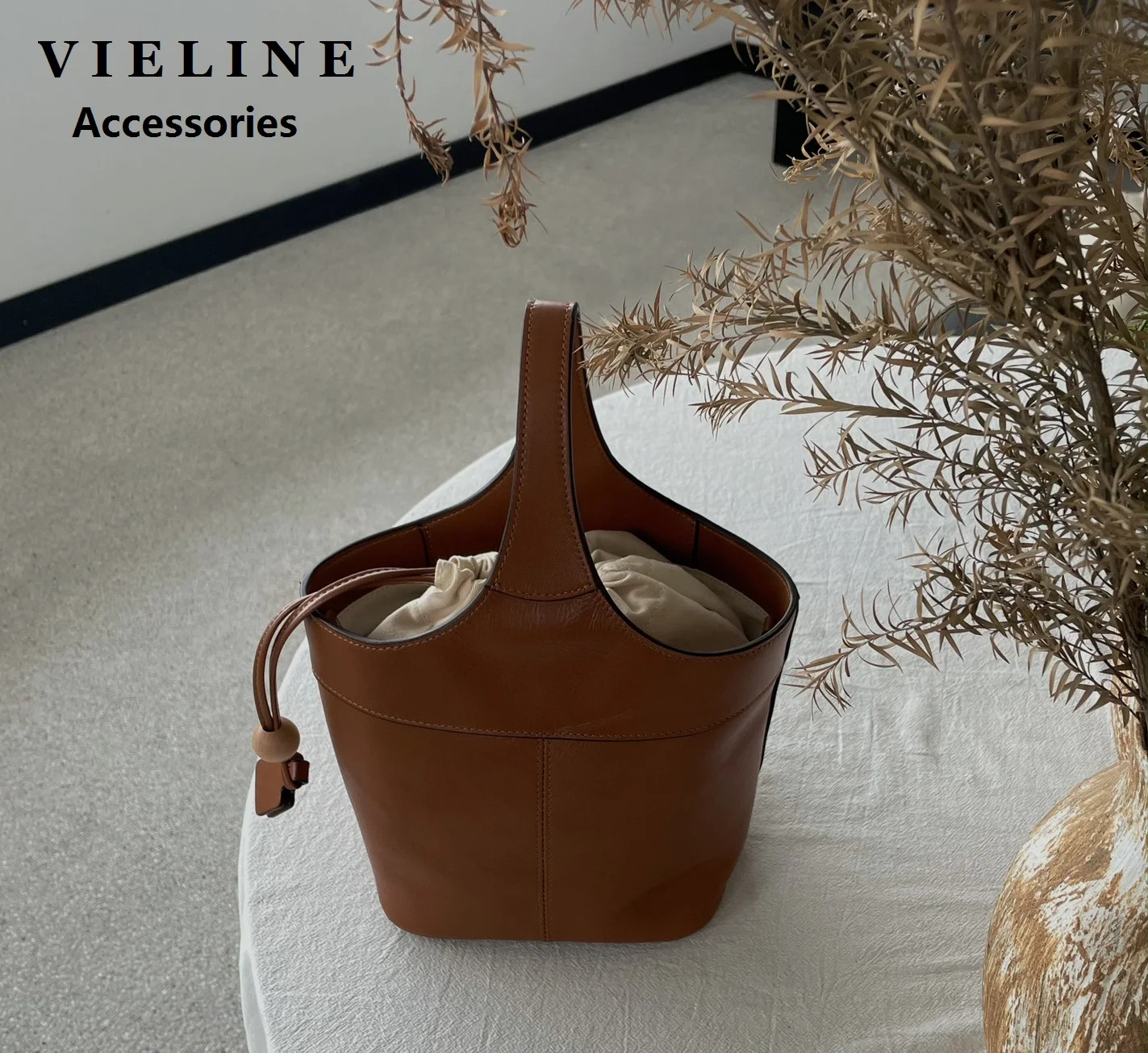 VIELINE New French Style borsa a secchiello da donna borsa a tracolla Messenger in vera pelle borsa ascellare