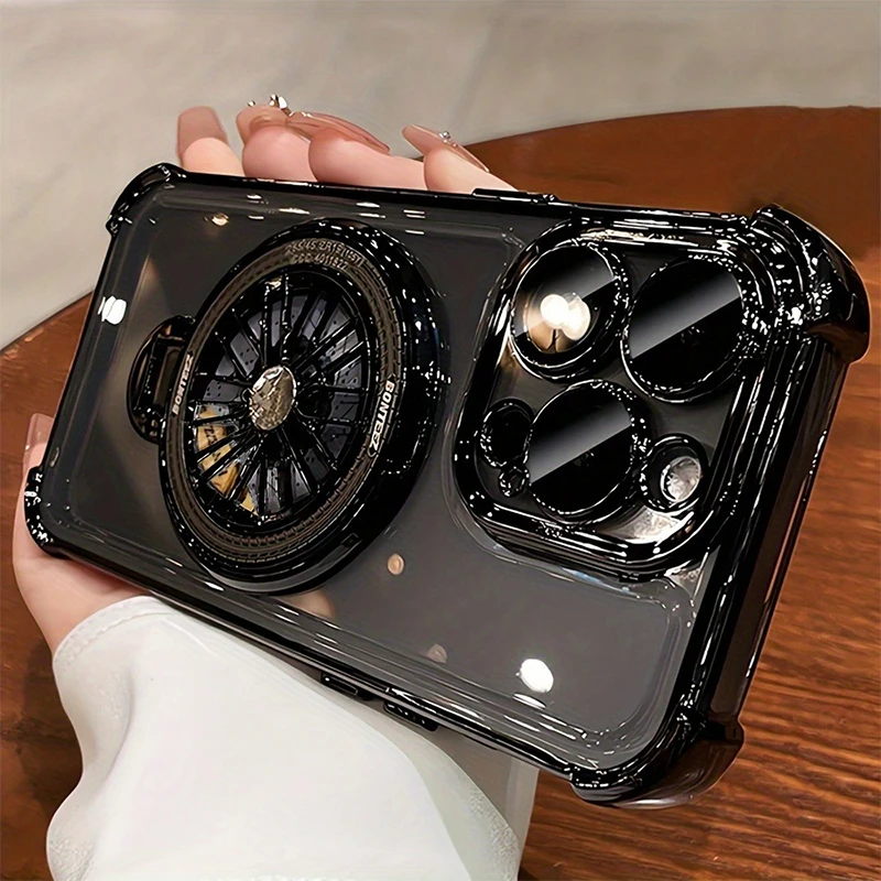 Luksusowy magnetyczny 360 °   Obrotowe etui na telefon z uchwytem do iPhone 17 16 15 Pro Max 14 Plus 13 12 11 17 Air Plating Clear Bumper Cover