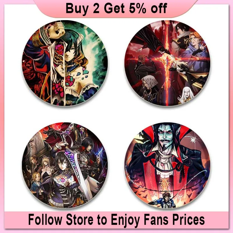 Castlevania Brooches for Women Anime Game Badge Bag Pendant Gift Cosplay Backpack Clothes Accessory Fans Collection Enamel Pins