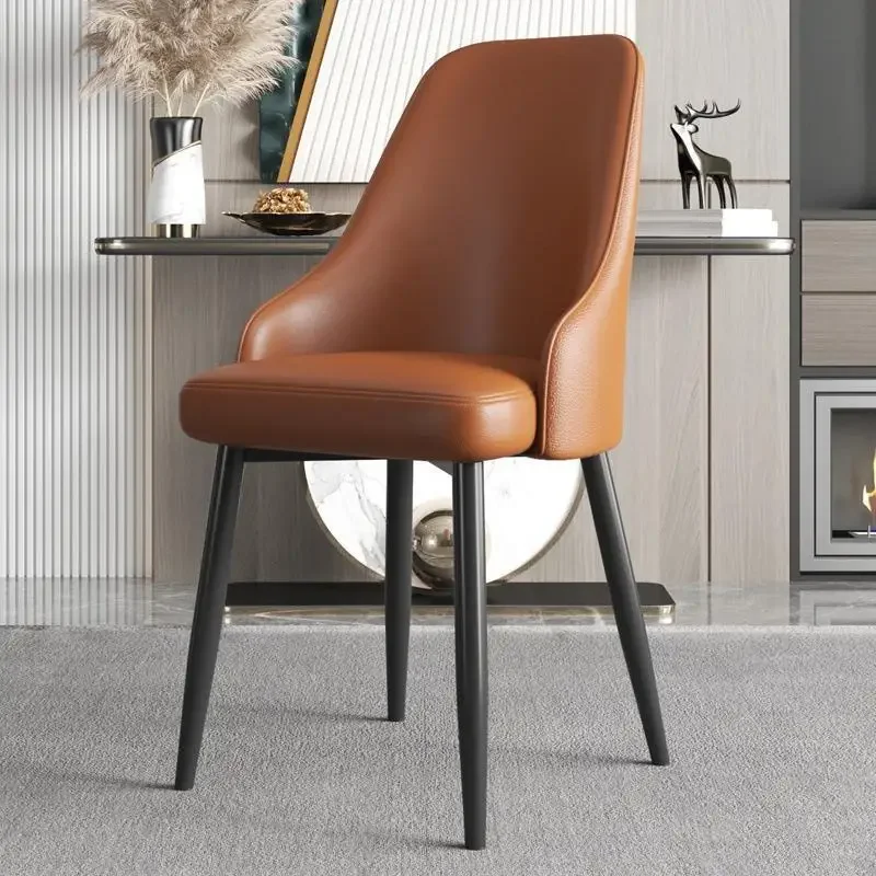 Nordic Leather Dining Chairs, Restaurant Furniture, Backrest Soft Stool,Design