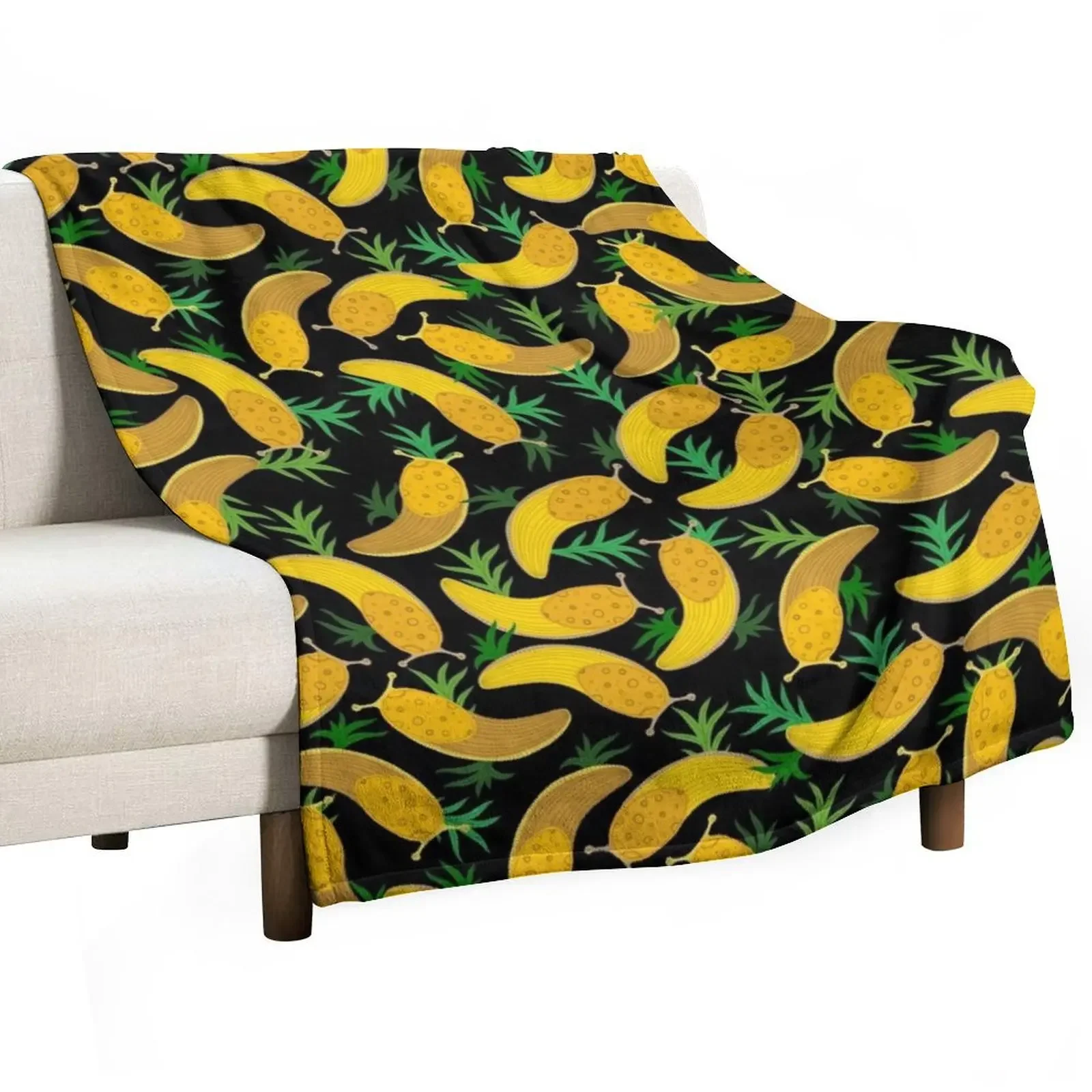 

Banana slugs on black Throw Blanket Soft Beds Decoratives Blankets Sofas Of Decoration blankets ands Blankets