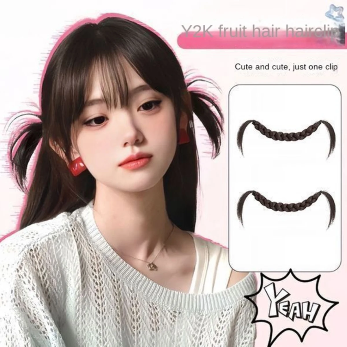 

Милые кроличьи уши, хвостик, наращивание волос для женщин, накладные косы из натуральных объемных волос, искусственные косы с гибкими ушками