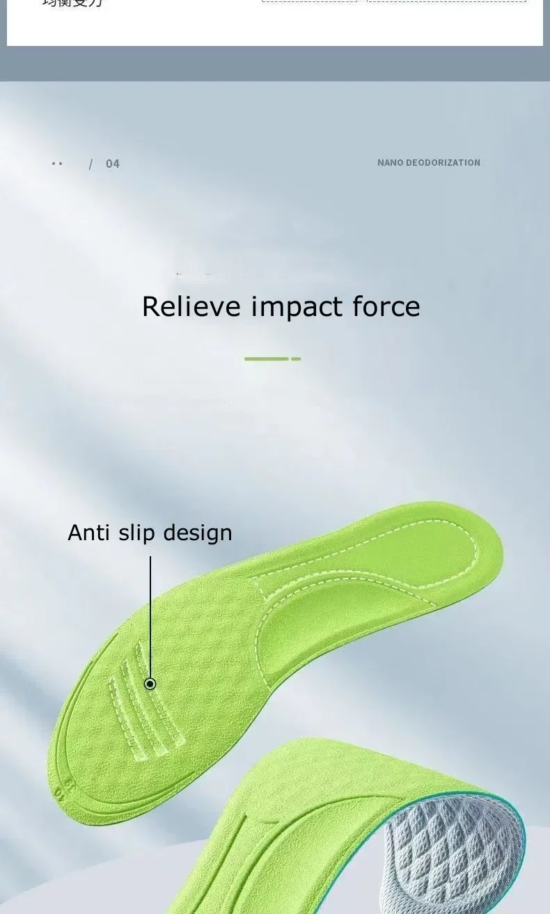 Sportliche Fußgewölbe-Einlagen für Schuhe, schweißabsorbierend, atmungsaktiv, geruchshemmend, weiche Schuhpolster, Schuh-Einlagen für Damen und Herren. – Detail 7
