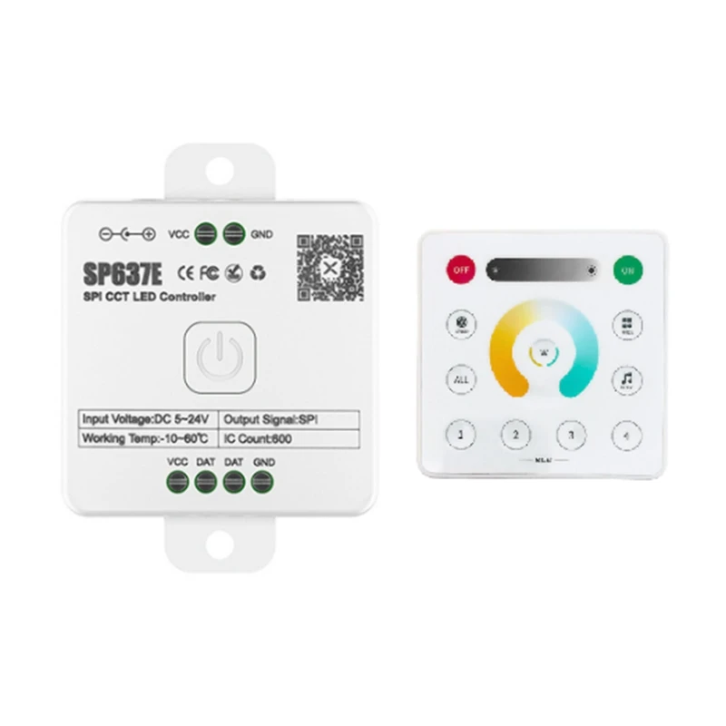 

AND-SP637E SPI DC5-24V Dual Controller With AND-RC2 Remote Control Support 2.4G Touch Remote Control