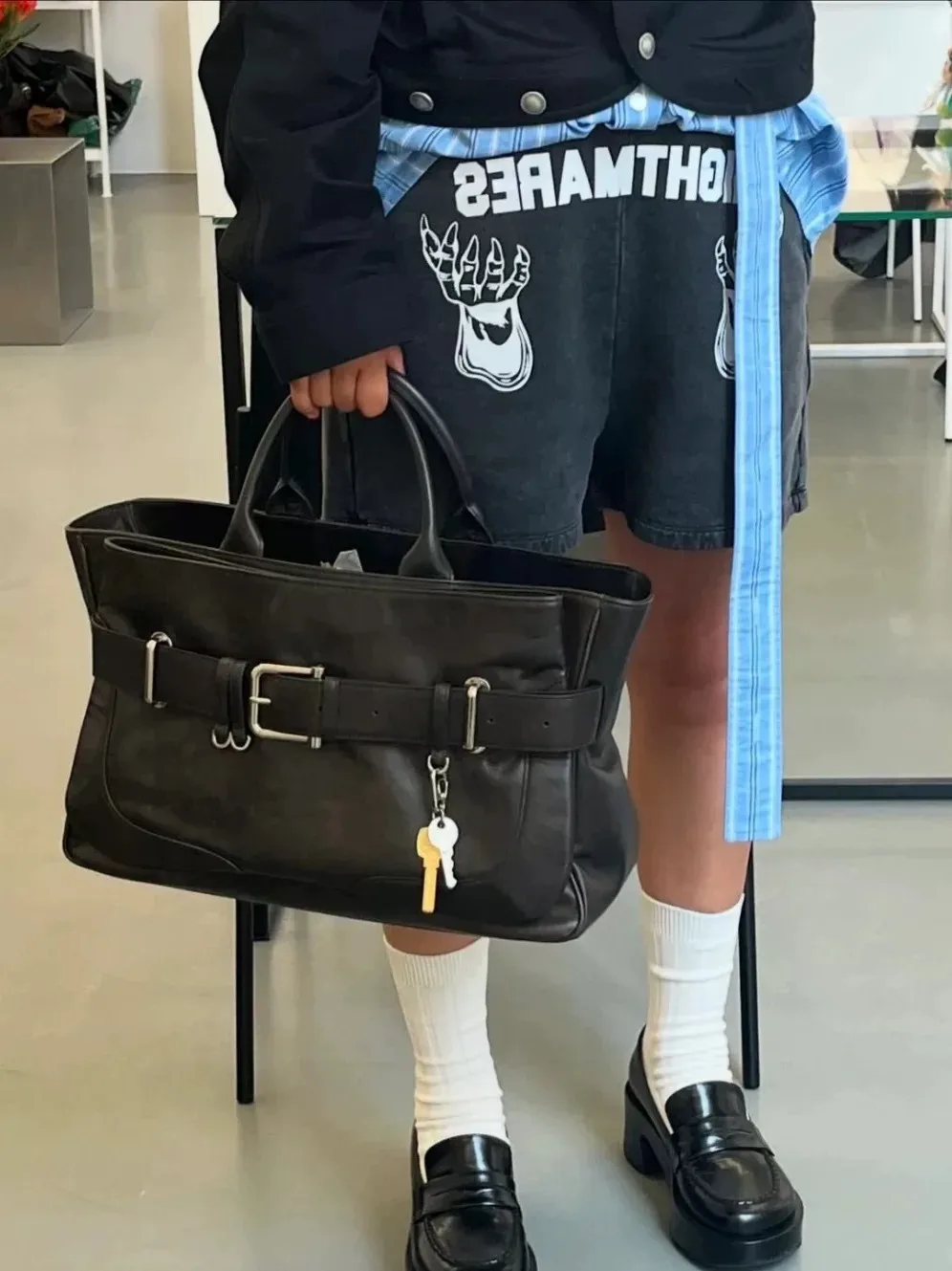 trendy-belt-bule-large-horizontal-women's-bag-commuter-bag-faionable-versatile-autumn-winter-new-arrival-handbag