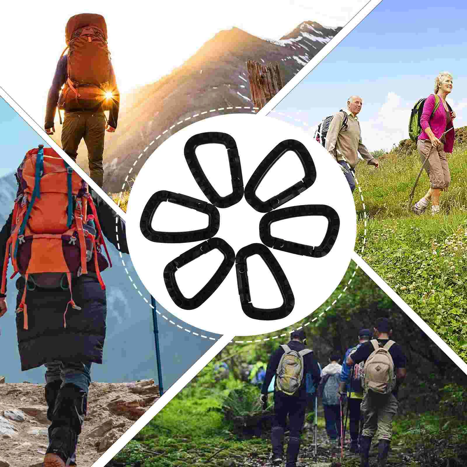 

6 Pcs Carabiner Carabiners Clips 6pcs Outdoor Keychain Hook Shape Mountaineering Buckle