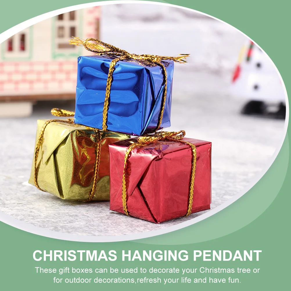 

72Pcs Foams Gift Box Pendant Christmas Tree Hanging Decorations Small Ornaments for Holiday Party Photo Backdrop Use